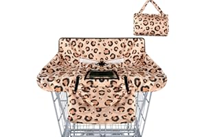 POLOVILLAE 2-in-1 Shopping Cart Cover for Babies Soft Padded Grocery Cart Cover for Baby Boy Girl - Yellow Leopard Texture Pattern, Soft Padded, Safety Harness - Protect and Comfort Your Baby While Shopping