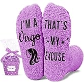 HAPPYPOP Zodiac Gifts for Women - Astrology Constellation Horoscope Gifts, Fuzzy Space Galaxy Socks