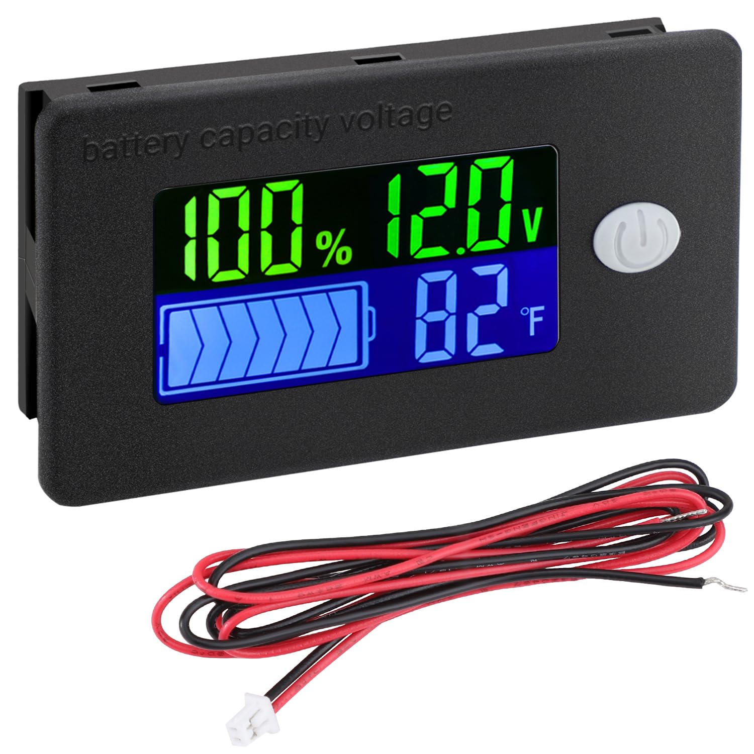 Photo 1 of DROK RV Battery Monitor 12v - LCD Display Golf Cart Battery Meter 10-100v, Car Voltage Meter Temperature Gauge for DIY Project