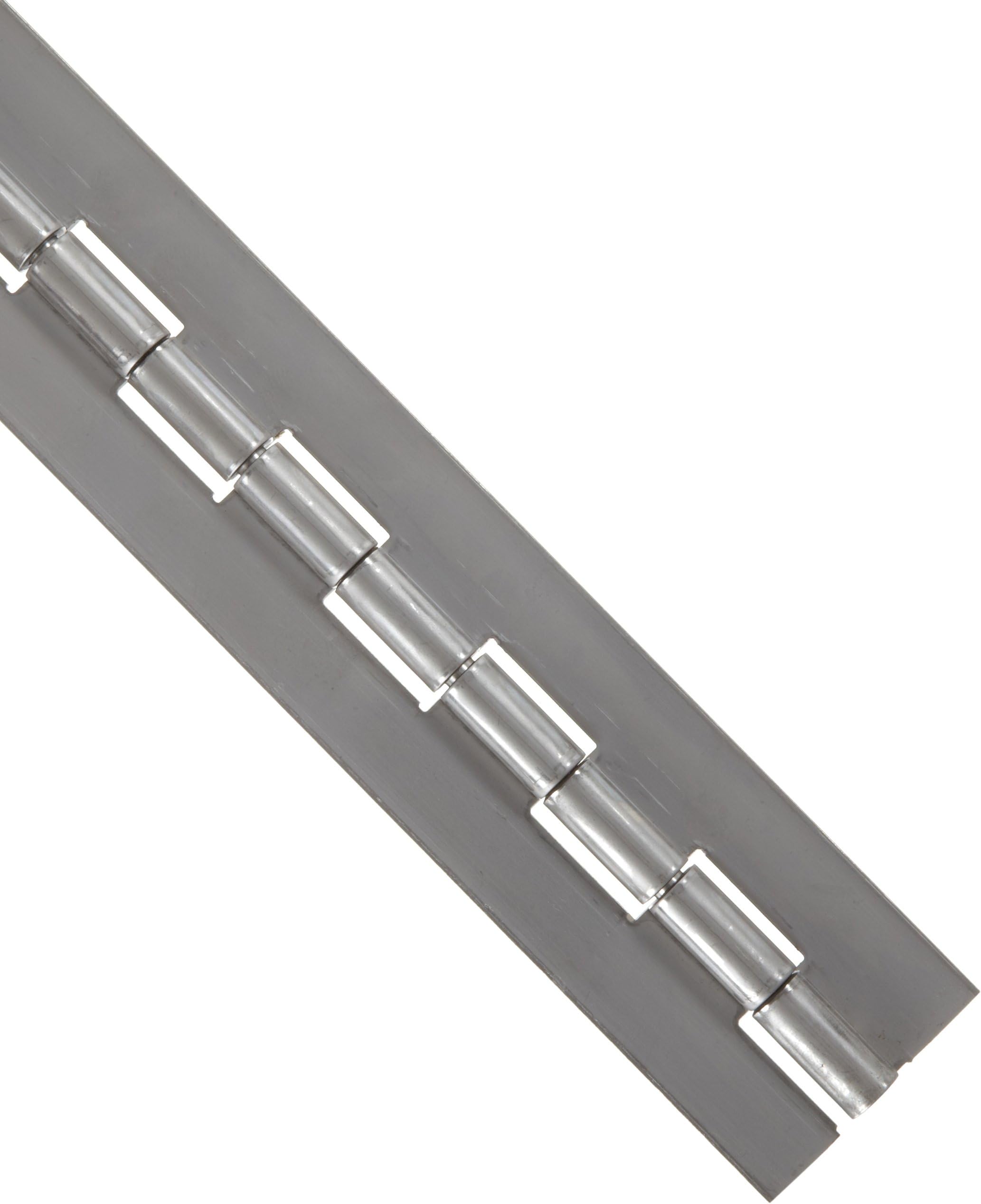 Stainless Steel 316 Continuous Hinge Without Holes, Unfinished, 0.072" Leaf Thickness, 3" Open Width, 1/4" Pin Diameter, 1" Knuckle Length, 2' Long (Pack of 1)