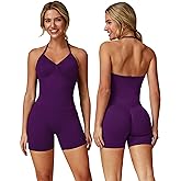 ABOCIW Workout Sets for Women 2 Piece Seamless Impact Longline Strappy Top Scrunch Butt High Waist Biker Shorts Gym Set