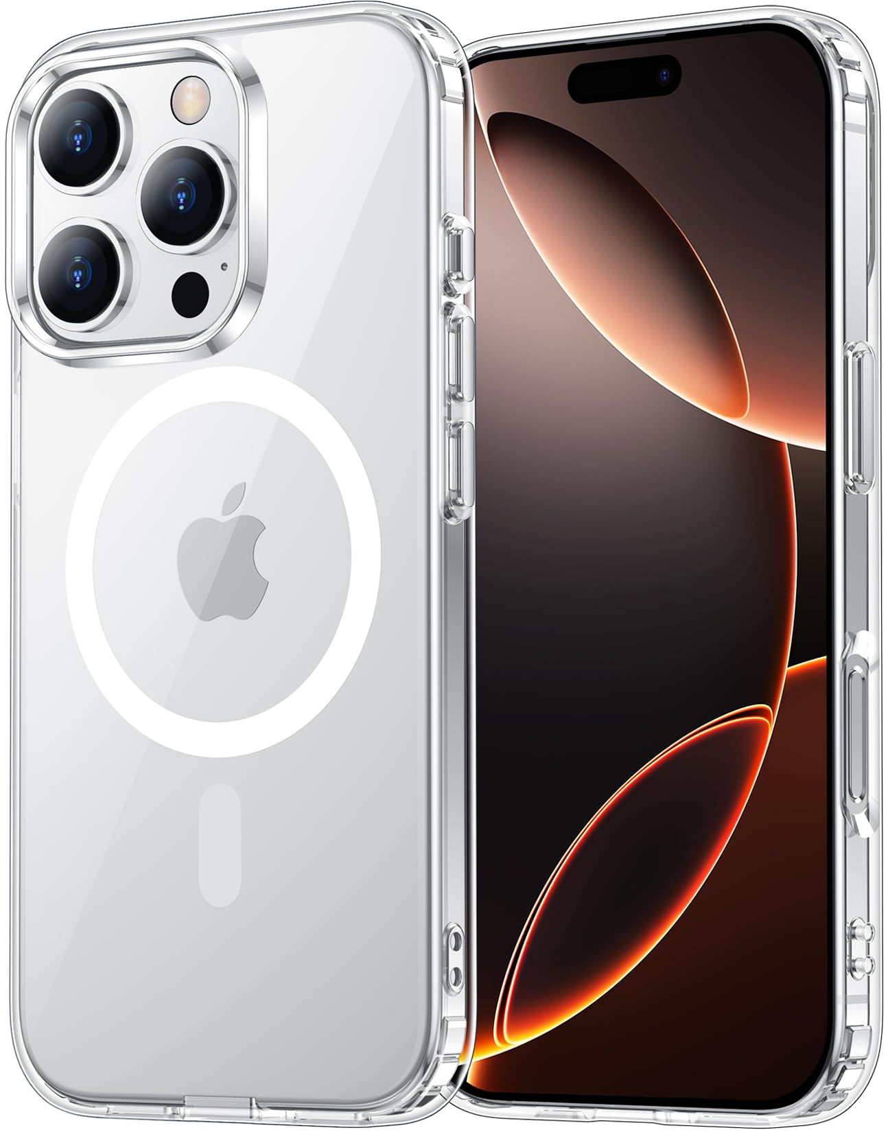 Photo 1 of Temdan for iPhone 16 Pro Max Case Clear, [Compatible with Magsafe][Anti-Yellowing][Military-Grade Protection] Shockproof Slim Magnetic Phone Case Cover, Transparent