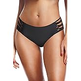 Zmart Strappy Bikini Bottoms - Women's Full Coverage Bathing Suit Mid Waist Swimsuit Bottom