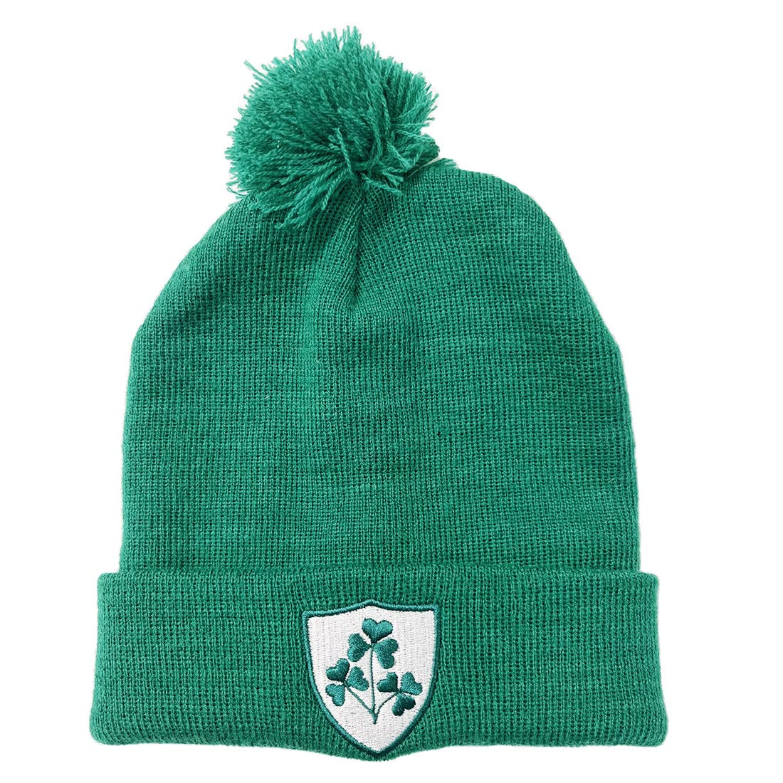 Lansdowne Ireland Embroidered Shamrock Crest Green Bobble Hat