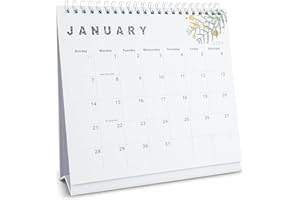 Lbylyhxc 2024 Calendar - 2024 Small Desk Calendar 8x7.5 inch standing desk calendar, Now-December 2024, 18 month flip-up desktop calendar, Aesthetic small desk calendar with round stickers (gold leaf)