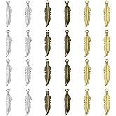 KitBeads 30pcs Antique Feather Charms Bronze Dream Catcher Tibetan Wing Plumage for Jewelry Making Bracelets Bulk