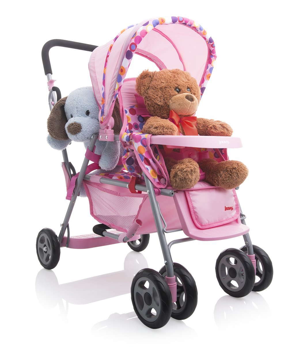 Joovy Toy Doll Caboose Tandem Stroller Pink Dot 877408000426 eBay