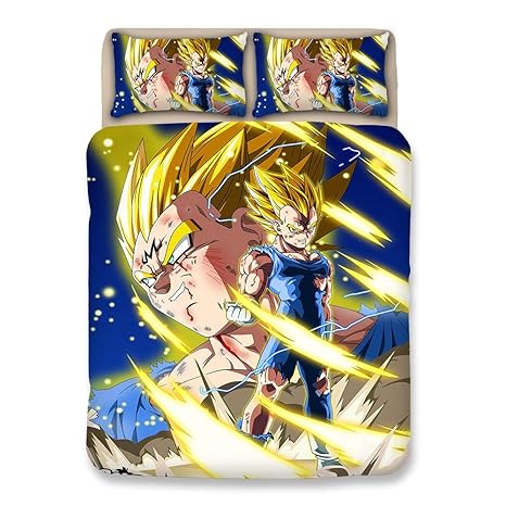 JSBVM 3D Bettwäsche Set Dragonball Z Goku Drucken Baumwolle Bettbezug-Set lebensechte bettwäsche Heimtextilien(1 Bettbezug 2 