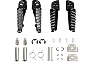 TCMI Motorcycle Footpeg Front and Rear Footrest Foot Pegs Fits for Kawasaki ZX6R 2003-2011, Z750 Z1000 2007-2012, ZX14 2006-2013, ZZR1200 2000-2006, ZX-10R 2004-2012, ZX-9R 1998-2003 (black)