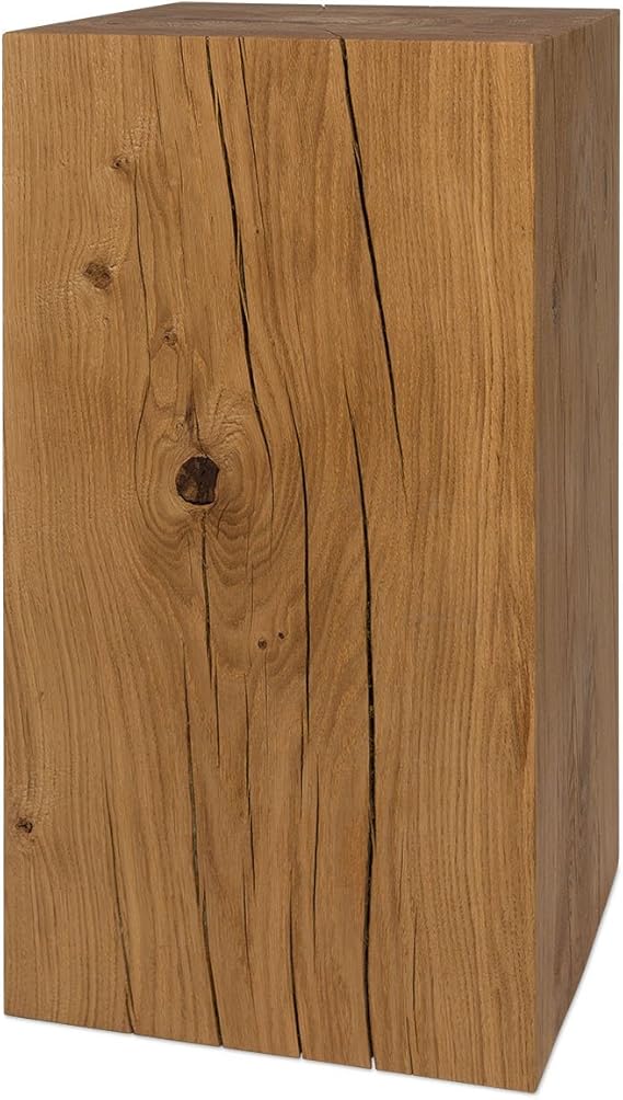 GREENHAUS Holzsäule Eiche Massiv 30x30x70 cm Handarbeit und Massivholz