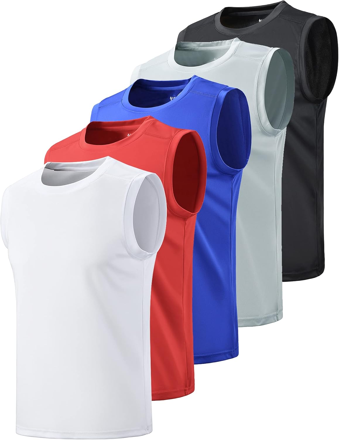Liberty Imports Pack of 5 Men's Stretch Cool Dry Muscle Tank Tops Athletic Crewneck Sleeveless Workout Shirts: Clothing