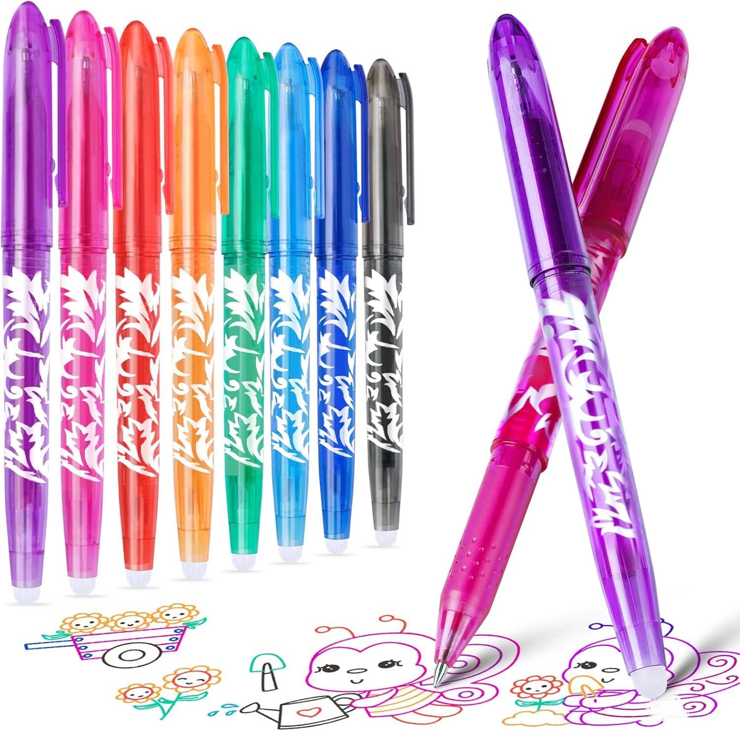YYSHUS Erasable Pens, 0.5mm Rub Out Pen, Eraser Pen for Annotating Notes, Crossword Puzzles, Bullet Journal, Eraser Pens for Students Back to School and Teacher Supplies-8 Colors