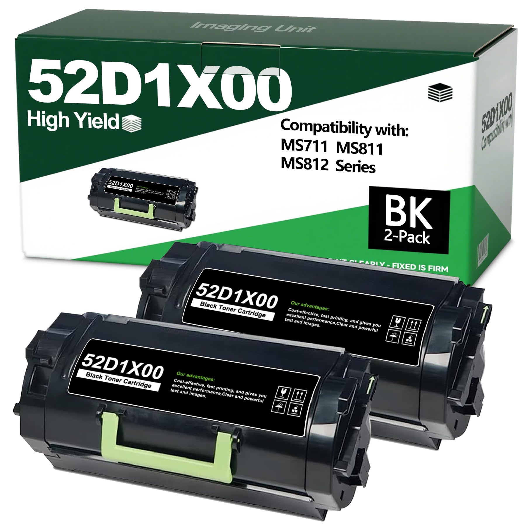 Photo 1 of magiclocci 52D1X00 Black Extra High Yield Toner Cartridge Replacement for Lexmark 521X 52D1X00 for MS711 MS711dn MS811 MS811N MS811DN MS811DTN MS812 MS812de MS812dn MS812dtn MS812dtn Printer(2-Pack)