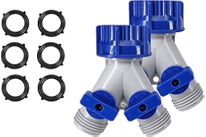 ECOESPTI Garden Hose Splitter, 2 Pack 360° 3/4" Plastic Water Hose Splitter 2 Way, Garden Hose Connector with Faucet Watering Shut Off for Landscaping, Gardening, Flower Planting, Irrigation