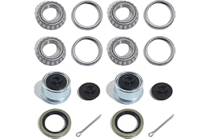 LUXTRKSTO 2Sets L44643 / L44610 Trailer Hub Bearings Kit for 1'' Straight Axle, Trailer Spindle Bearing Kits with 12192TB Grease Seals, 1.98'' Dust Caps & Cotter Pin for 2000-2200 lbs Trailer Spindles