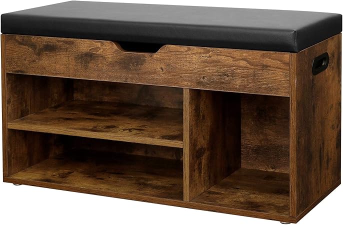 Vasagle Banc A Chaussures Meuble D Entree Rembourree 3 Compartiments Et 1 Coffre Etagere A Chaussures Salon Entree Chambre A Coucher Charge 150 Kg Style Industriel Marron Rustique Lhs30bx Amazon Fr Cuisine Maison