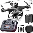 S116 GPS Drone with Screen Controller, Two-batteries, Brushless Motor, Altitude Hold, One Key Take Off/Landing, with Black Outdoor Carrying Case (Black - 2 batteries)