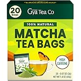 Matcha Green Tea Bags 20 Count - 100% Natural Caffeinated Tea | Naturally Energizing &amp; Zero Calories - Non-GMO, Pure Ingredients, No Additives