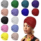 14 Pcs Stretchy Turban Cap Chemo Head Wraps Stretchy Cancer Headwear Beanie Twisted Hats Head Cover for Women Girl