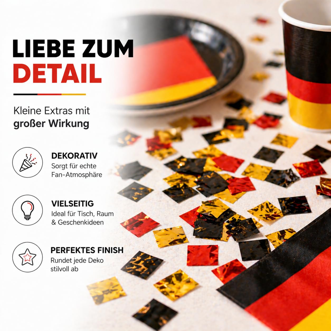 XXL Dekoset Fanartikel Deutschland Dekoration Set - Luftballons uvm. mit über 50 Teilen für Fußball WM 2026 6