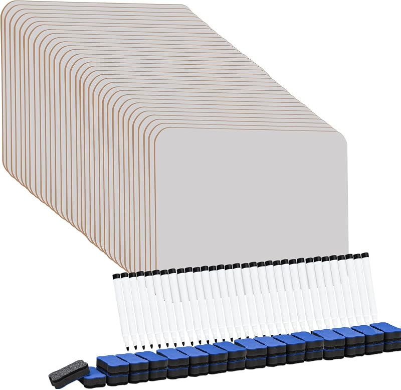 Hisredsun 52 Pack Double-Sided Dry Erase Whiteboard 21 x 30 cm with Pens