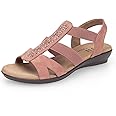 VJH confort Women's Flat Sandals with Rhinestone Open Toe Elastic Slip On Slingback Comfort Casual Walking Sandals