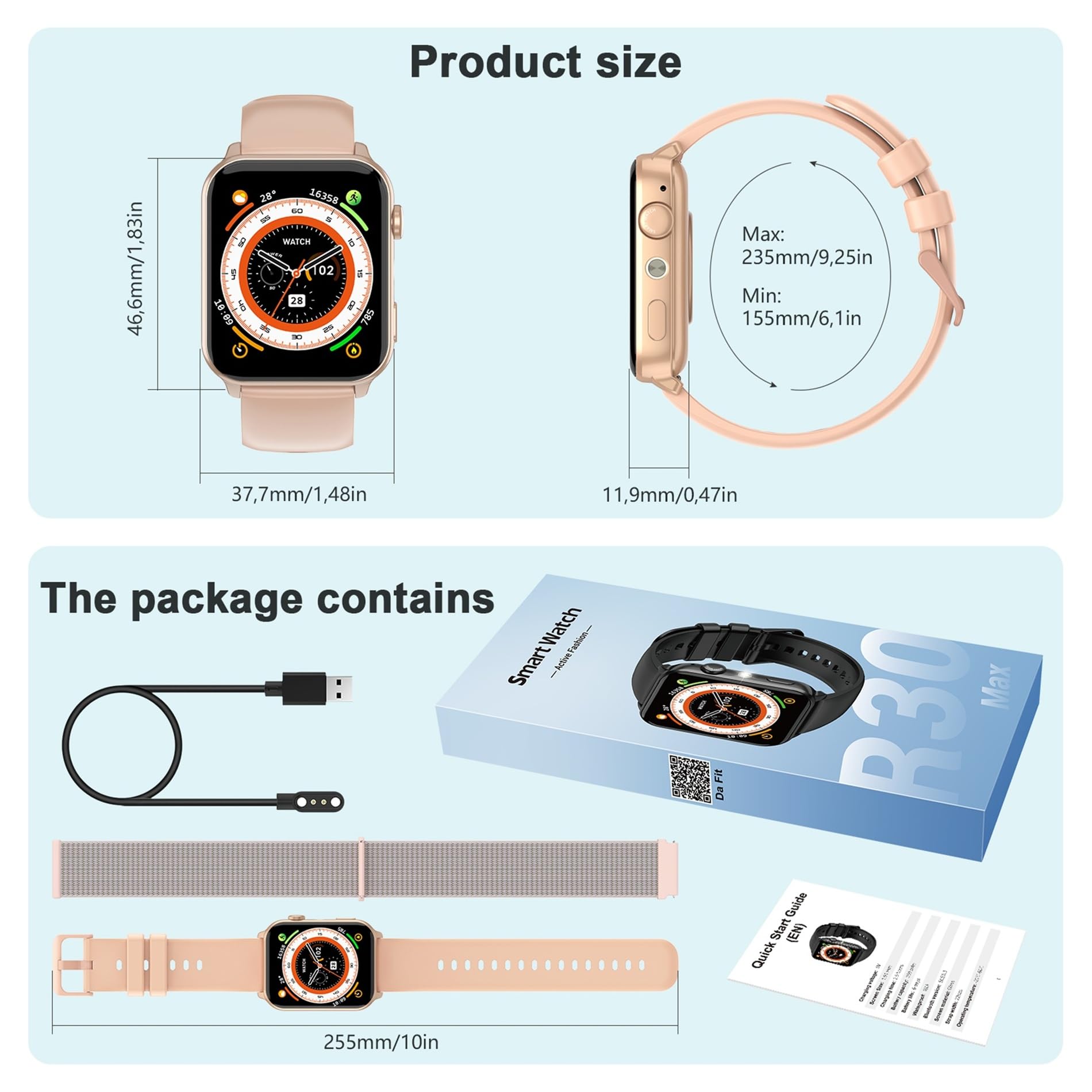 IOWODO Smart Watch for Women (Answer/Make Calls），1.91