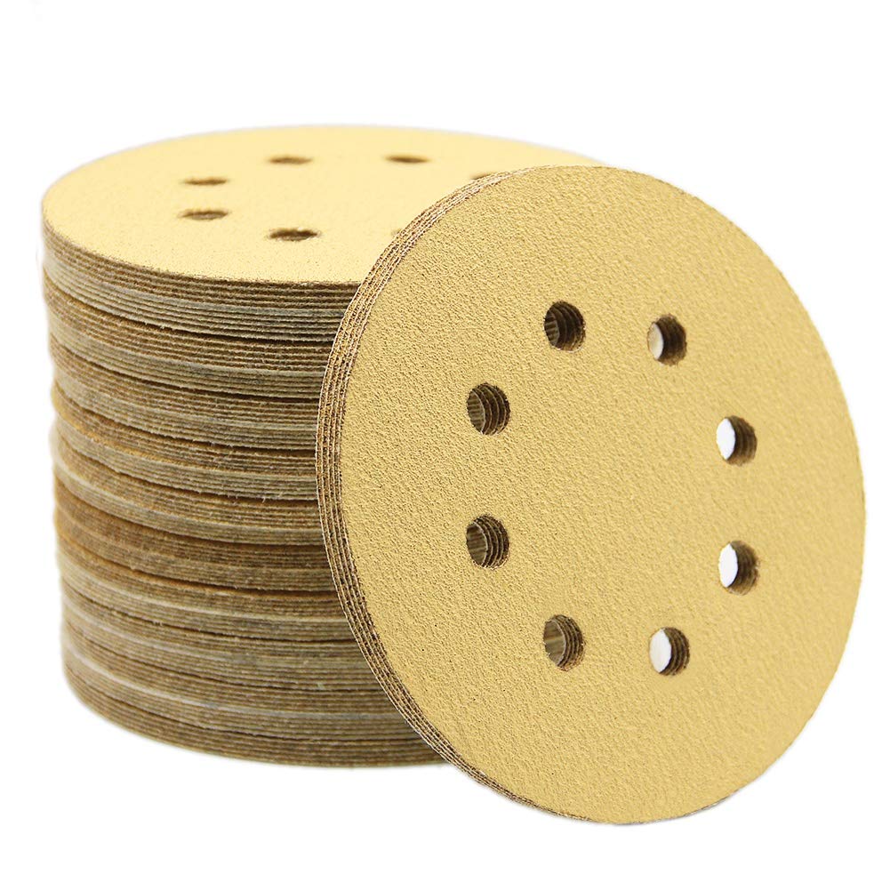 Mestool 58-AP Gold 5-Inch 8-Hole 100 Grit Dustless Hook&Loop 100-pack (100)