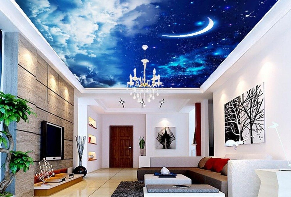 Wapel Wallpaper 3d Mural Ceiling Home Decoration Star Moon Cloud