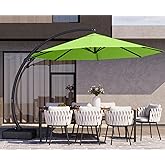 Kingdura 11ft Cantilever Patio Umbrella with Base Included, Large Round Offset Outdoor Pool Umbrella, 360° Rotation & Infinite Tilt, Heavy Duty Aluminum Frame for Deck Backyard, Apple Green