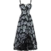 Scarlet Darkness Summer Dresses for Women 2026 Floral Corset Wedding Guest Dress Ruffle Maxi Dress with Pockets