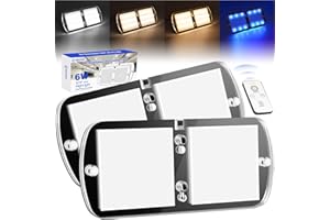 RISTOW RV LED Interior Lights 12-18V 2 Pack Dimmable Ceiling Light 6W, Camper Lighting with 4 Colors for RV/Trailer/Camper/Boat, Warm White Light/Natural White/Cool White Light/Blue 4000-4500K, 700LM