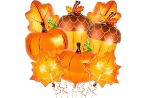 GENERIC Happy Fall Balloon, 16Pcs Big Maple Leaves Acorn Balloons, Fall Mylar Foil Balloons for ThanksGiving Home Festival Decorations
