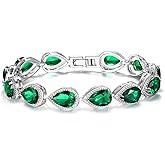 EVER FAITH Gorgeous Cubic Zirconia Wedding Tennis Bracelet Birthstone Teardrop Bracelet for Women Prom Bridal Jewelry
