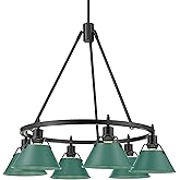 Golden Lighting Orwell 6-Light Chandelier in Matte Black with Pine Green
