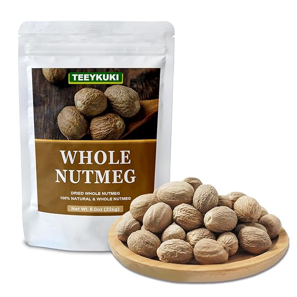 NATURAL DRIED WHOLE NUTMEG, 8.0OZ(226.0G), PREMIUM DRIED NUTMEG WHOLE, NO GMO