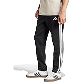 Adidas Men's Essentials 3-Stripes Fleece Open Hem Pants, Black/White, Large/Tall