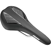 Funn Skinny MTB Saddle, Vinyl Leather Cover, CrMo Rails | low-profile flat shape, 235g, 280mm x 144mm, for XC, BMX and road riding