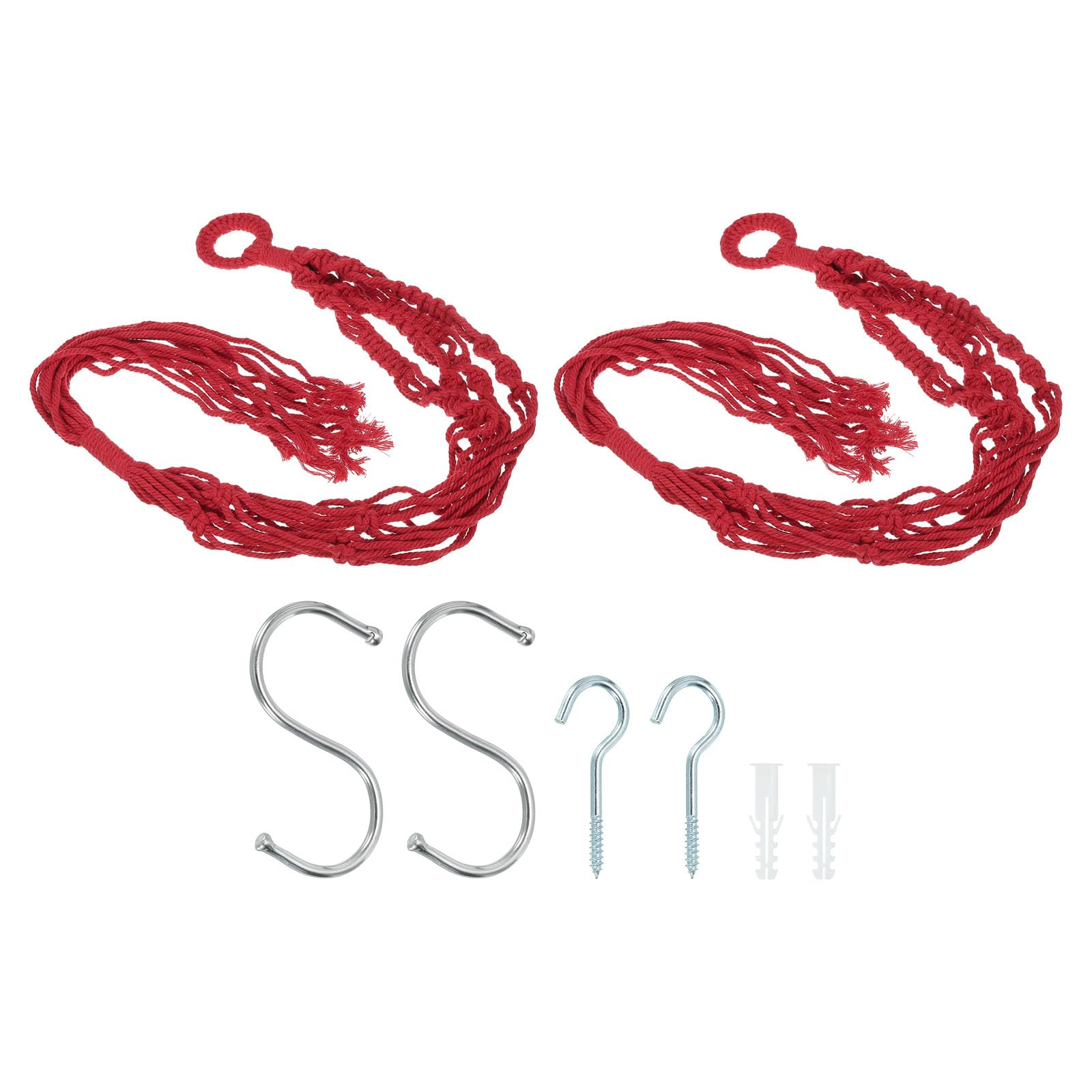 PATIKIL Macrame Hanging Planter, 2 Pack 31 Inch Handmade Hanging Plant Holders Flower Pot Hanger Flower Pot Hanger for Indoor Outdoor Decor, Red