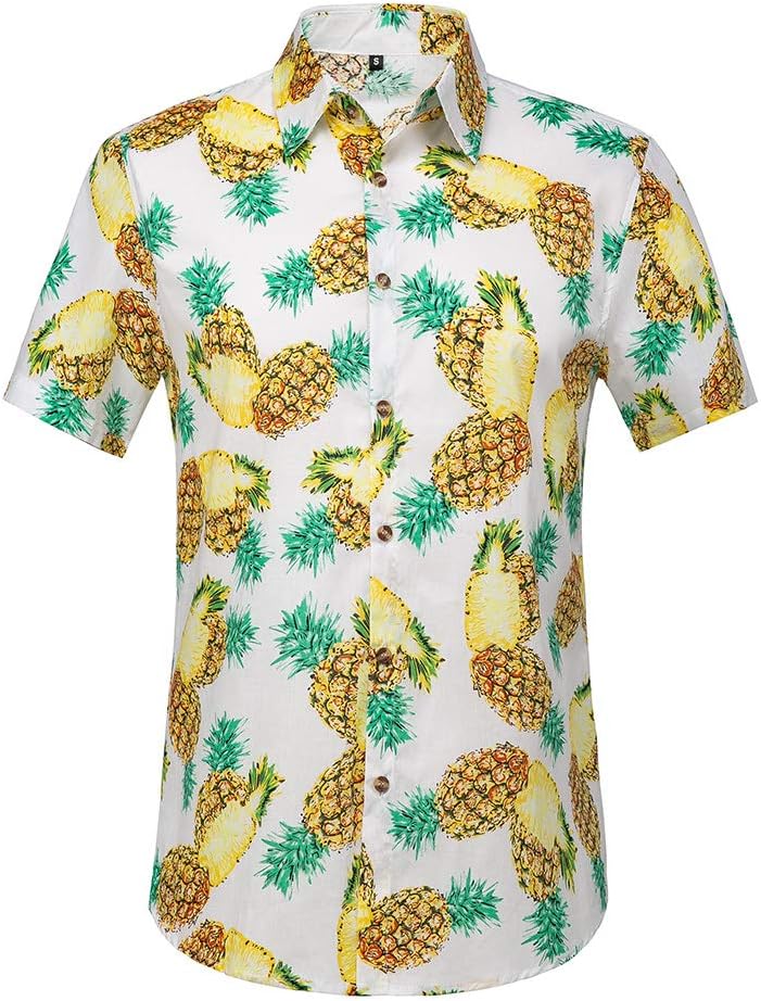 THWEI Mens Tropical Hawaiian Shirt Long Sleeve Shirts Slim Fit Button Down Shirt