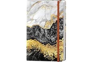 Huamxe Lined Journal Notebook, Marble Hardcover, Medium 5.7 x 8.4 in, 160 Pages Thick Paper, Cute Aesthetic College Ruled Not