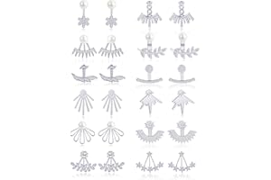 Tornito 6-12 Pairs Lotus Flower Earring Studs Chic CZ Earrings Jackets For Women Silver Rose Gold Tone