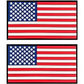 2 Pack Tactical USA American US Flag All Black Dark Subdued American Flag PVC Rubber Fastener Patch (Full Color)