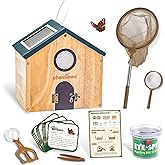 Ohanniewa Bug Catcher for Kids & Kids Explorer Kit, Outdoor Toys with Portable Wooden Bug House, Butterfly Net, Magnifying Glass, 10 Insect ID Cards for Toddler 3-8 Year Old Outdoor Explore Toy Gift