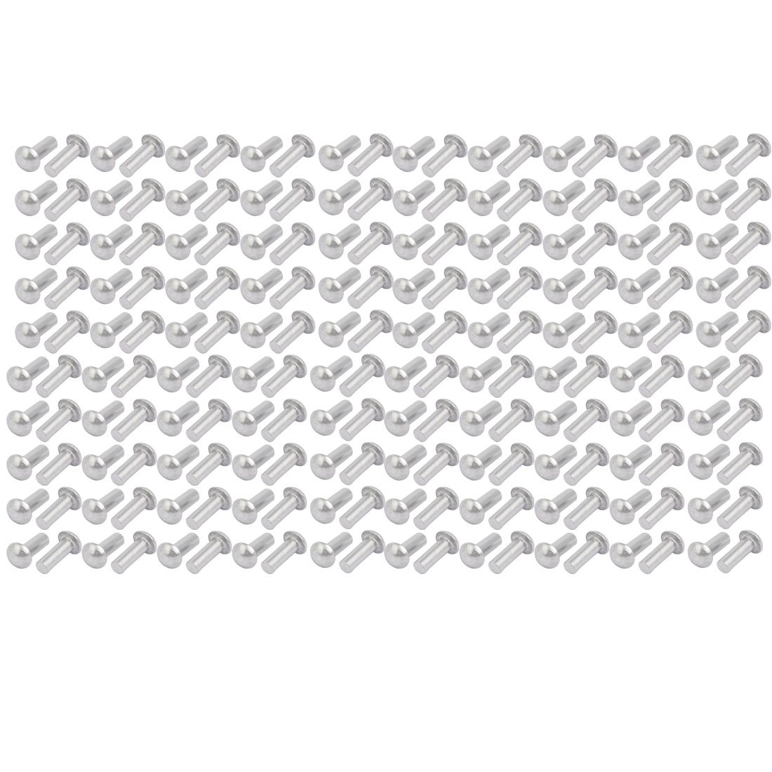 Sourcingmap 200pcs M3 x 8mm Aluminum Half Round Head Solid Rivet Fastener Silver Tone
