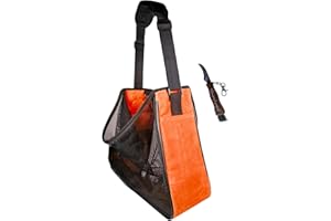 Earth Biome Medium Size Waxed Canvas and Mesh Foraging Kit with Bag for Fruit Picking Bag, Farmers Market with Foraging Knife/Brush (Red-Orange Medium with Knife)