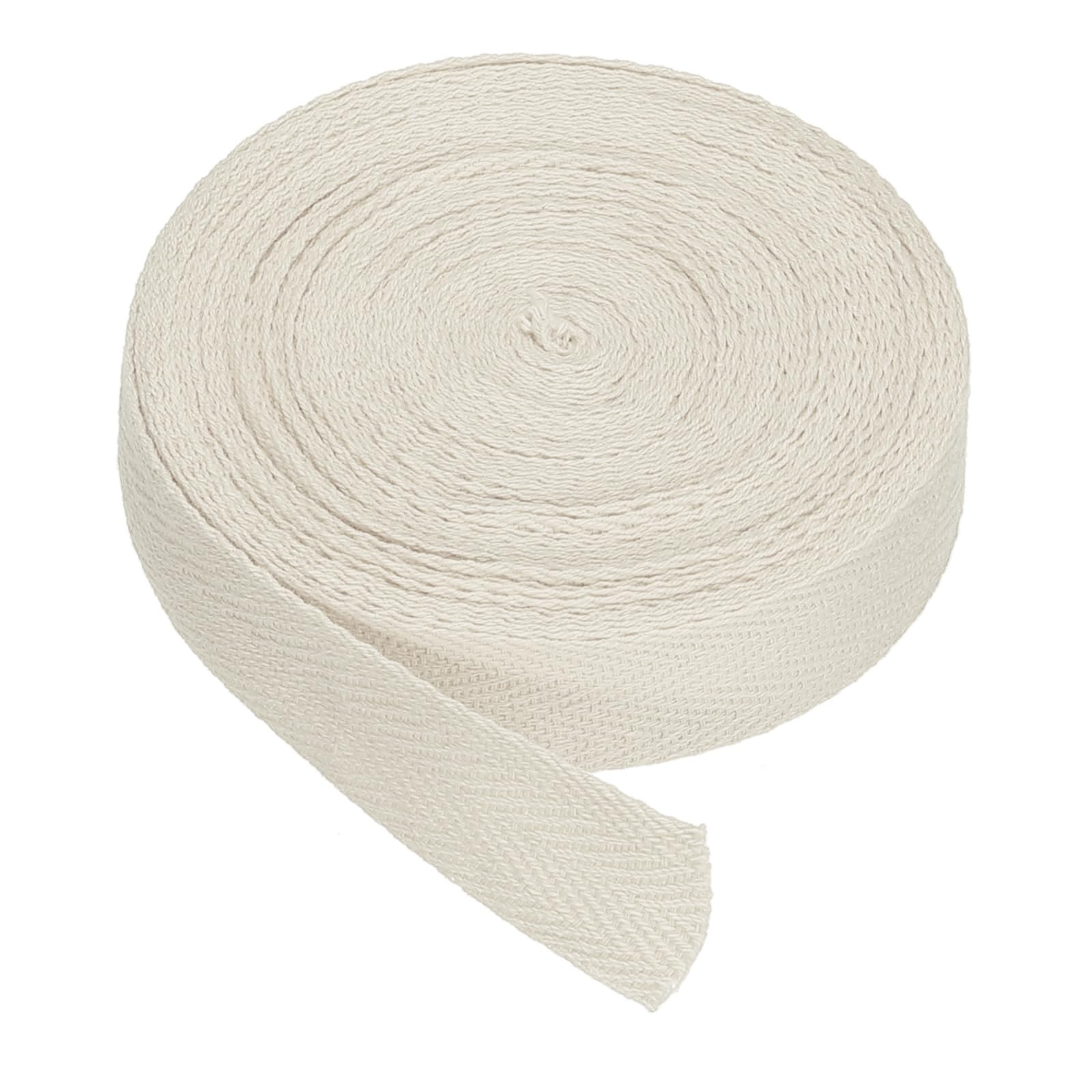 PATIKIL Cotton Twill Tape 20mm(3/4") 9m(10 Yards) Cotton Ribbon Bias Binding Tape Herringbone Webbing Trim for Sewing Gift Wrapping Craft DIY Cream White