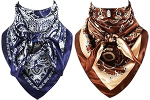 GERINLY Mens Wild Rag 2 Pack, Western Scarves Cowboy, Silk Feel Bandana Square 35 Inch
