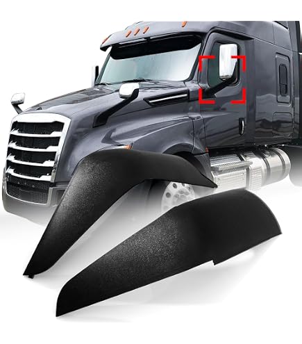 BIGRIGAUTO Door Mirror Arm Cover | 2018-2023 Freightliner Cascadia | Driver Side Left | Black Plastic
