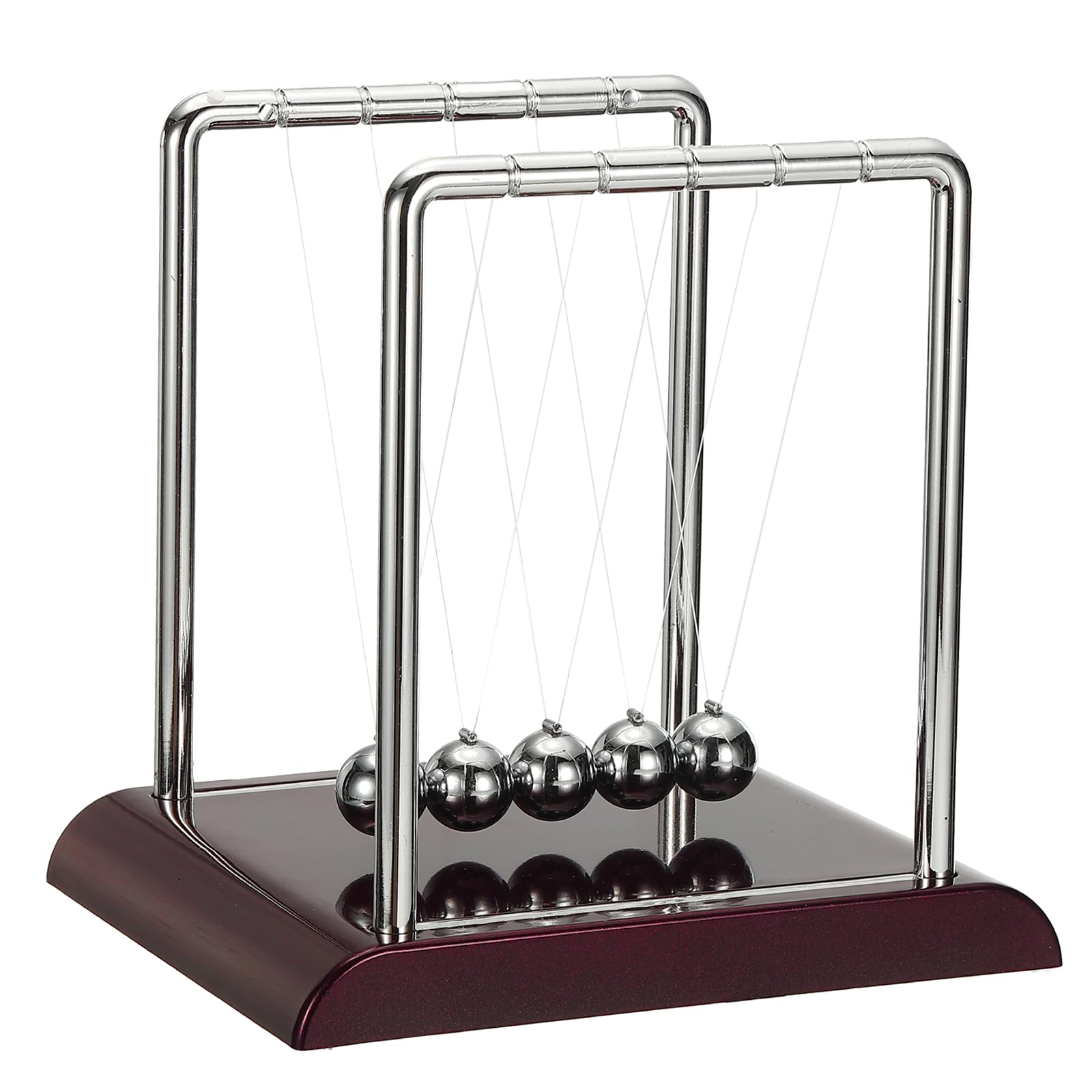 PATIKIL Newtons Cradle, Newton's Cradle Pendulum 5 Balance Balls Desk Toys Gravity Ball Cool Funny for Physics Toys Adults Science Men Office Desk Decor Home Gift, Red, l